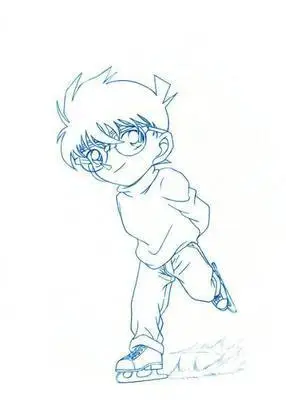 柯南全身简笔画踢球