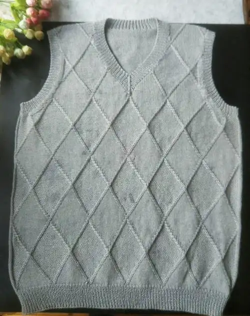 送父亲的第一件毛衣 男式棒针羊毛v领背心