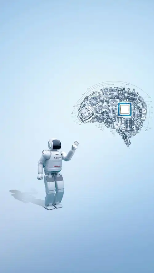 蓝色背景上的机器人h5素材背景