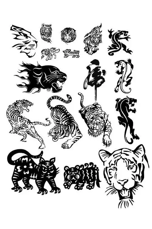 老虎剪纸老虎简笔画老虎图腾-众图网