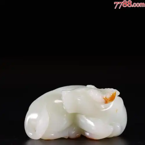 和田玉牛气冲天牛把件