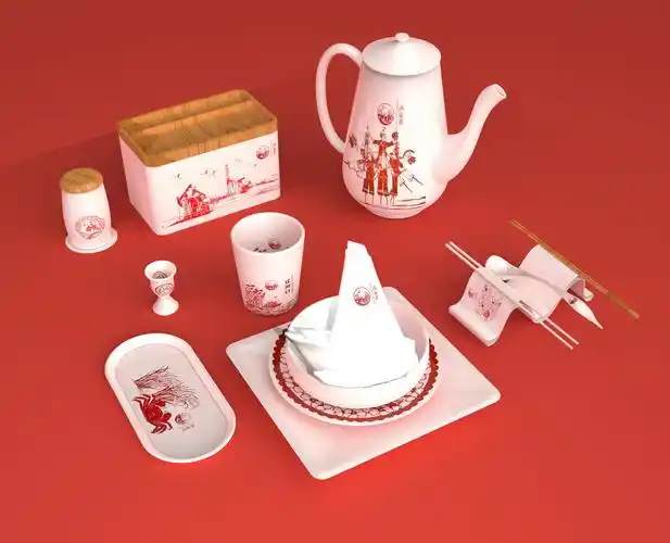 辽河口非遗剪纸元素餐具