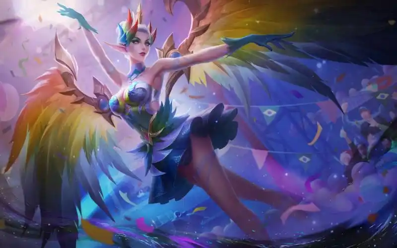 传说对决〕薇菈 「狂欢艳羽」 特效展示