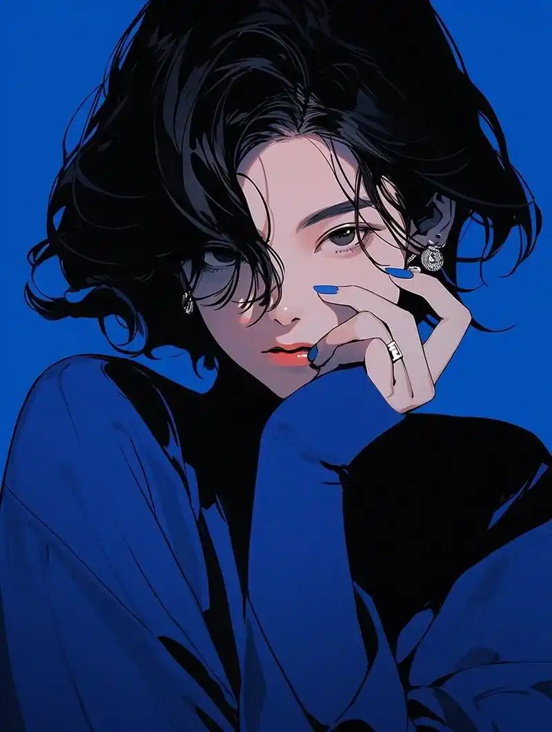 蓝色系 | 短发女生头像 之前大家喜欢的蓝色系～出一个短发版的