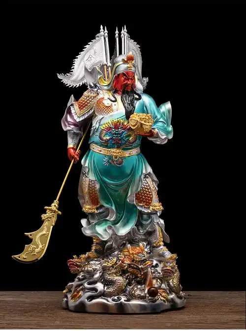 纯铜九龙关公佛像供奉关二爷关武圣君神像佛堂武财神像摆件 36英寸