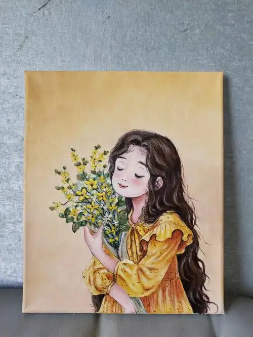 手捧鲜花的小女孩