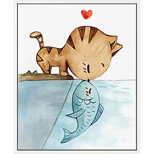 新款5d钻石画满钻猫吻鱼卡通动漫十字绣现代卧室小幅点钻石绣手工