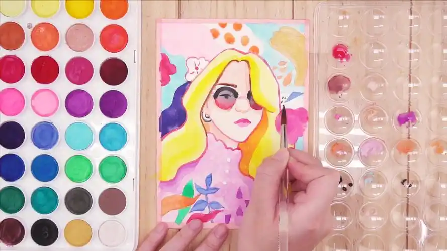 每周一绘:用粉饼水彩,大玩缤纷色块风装饰画