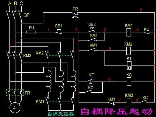 能否用两个交流继电器和一个自耦变压器来实现自偶降压启动,求原理图.