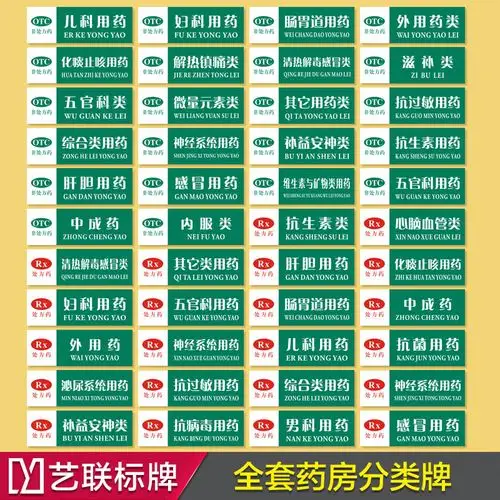 立方大药房旗舰店_大药店药品分类标签标识牌定制药房诊所分区做货架