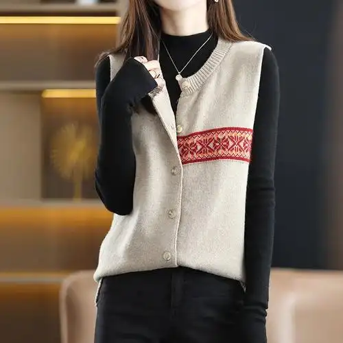 女士毛背心开衫无袖