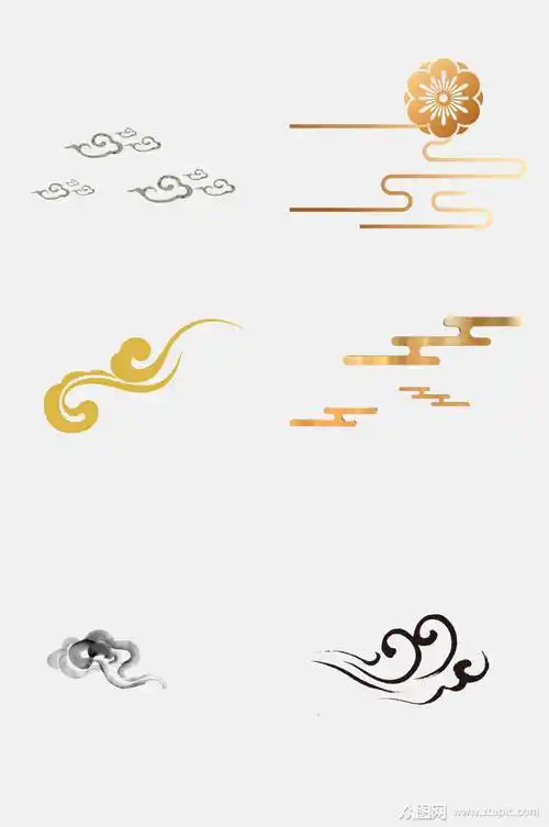 简洁祥云中式传统纹样图案免抠素材