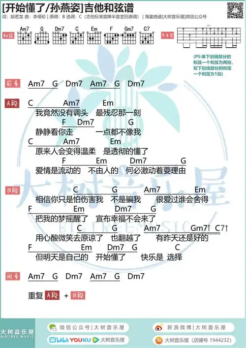 孙燕姿开始懂了吉他谱