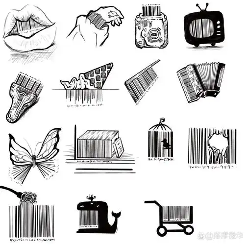 图形创意/条形码创意与联系 板绘的,如果手绘最好还是拿尺子画效果会