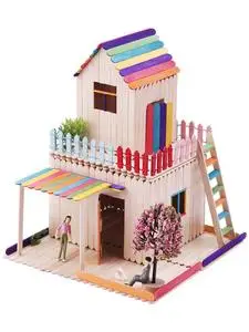 小屋套装雪糕棒手工制作材料包diy小房子冰棍棒建筑模型立体构成