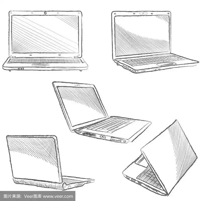 笔记本电脑集电脑手绘素描涂鸦