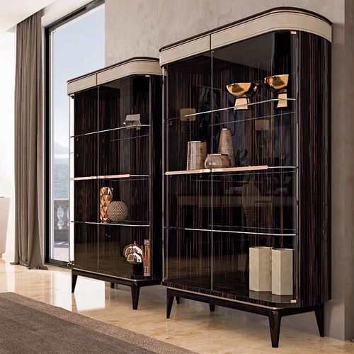 轻奢现代酒柜落地家用靠墙玻璃门定制饭厅柜子简约现代客厅展示柜
