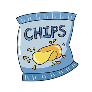 蓝色卡通手绘薯片