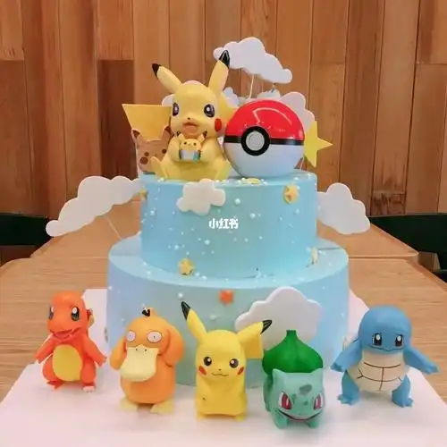 炒鸡可爱的皮卡丘奶油生日蛋糕卡通