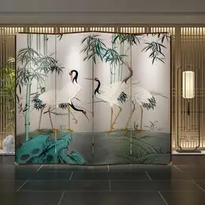 屏风入户玄关室内风水间隔现代中式实木竹子屏风茶室简约屏风仿真竹子