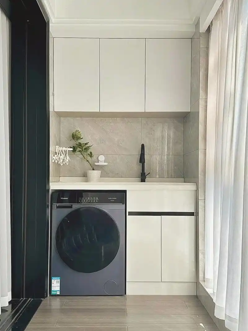 精选几款好看又实用的阳台洗衣机柜设计案例 正在装修的朋友可参 - 抖