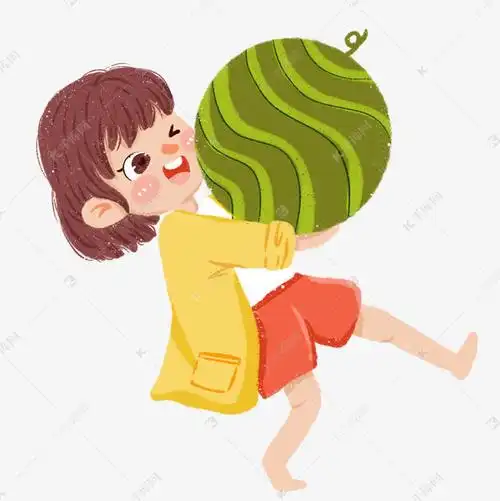 手捧西瓜女孩