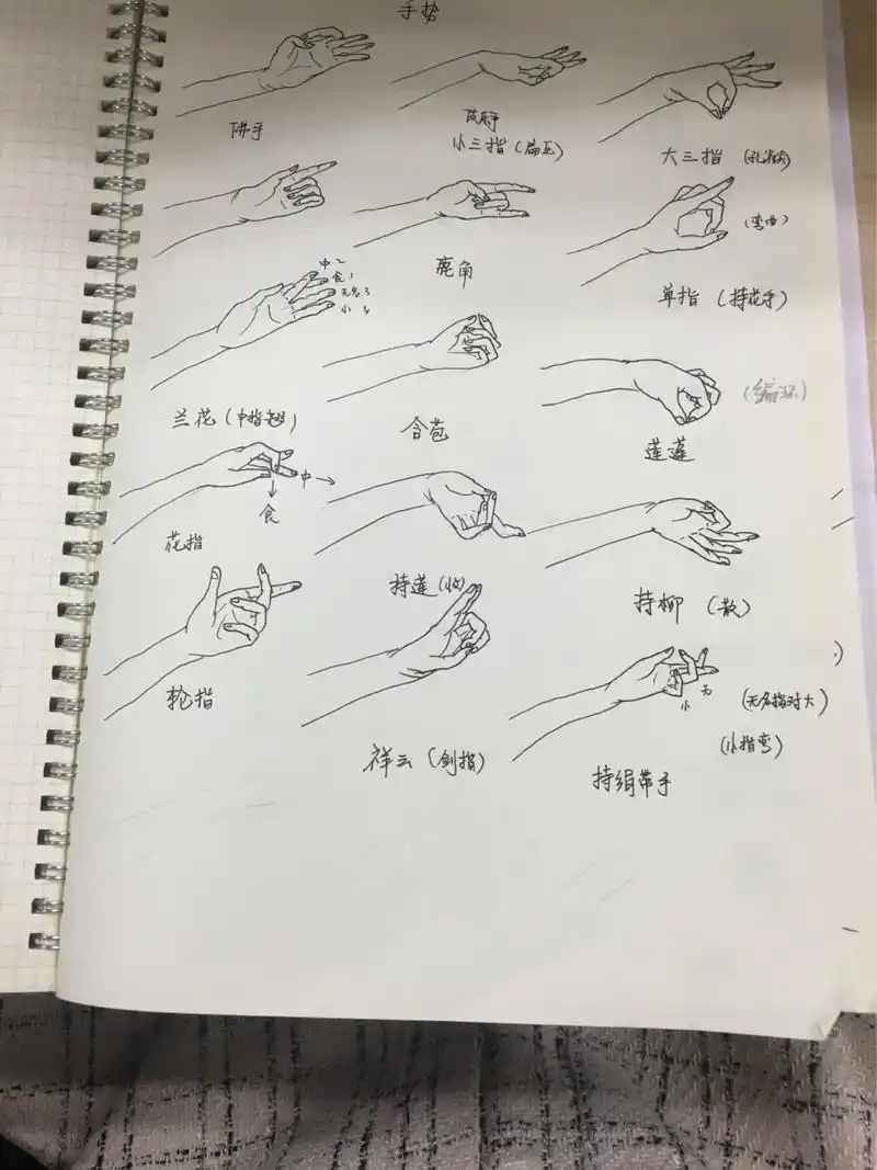 15种敦煌手势古典舞蹈手绘图解