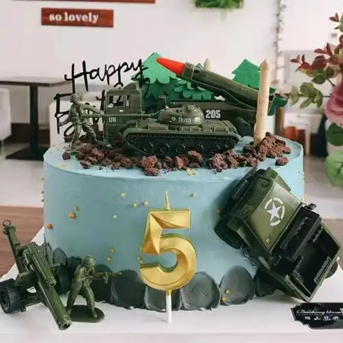 艾利兔蛋糕网红创意军事坦克飞机士兵部队兵哥哥军人儿童男孩过生日