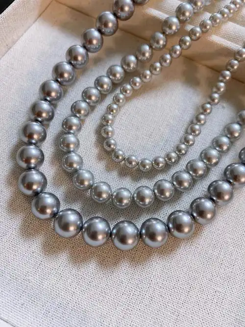 925真多麻灰珍珠项链女强光轻奢港风锁骨链礼物消失她倪妮同款