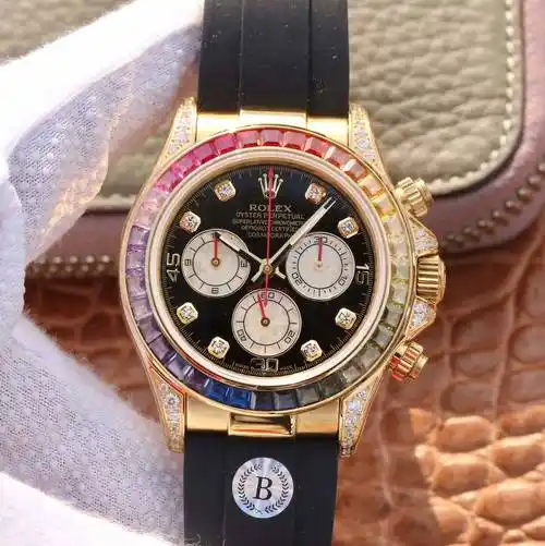 bl厂劳力士迪通拿彩虹款黄金胶带款计时腕表