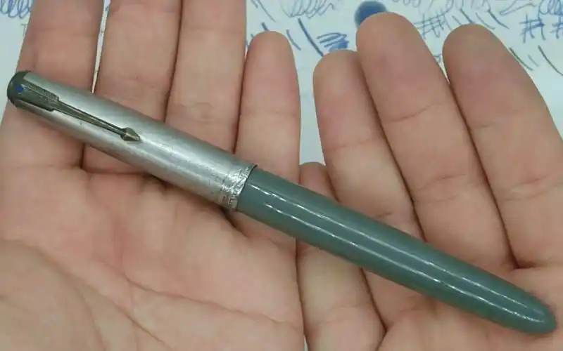 美产 派克 51 纯银帽鸽子灰 14k f尖 真空上墨