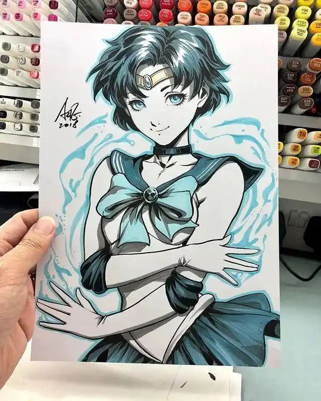 马克笔画的漫画人物图,漫画大神artgerm马克笔手绘