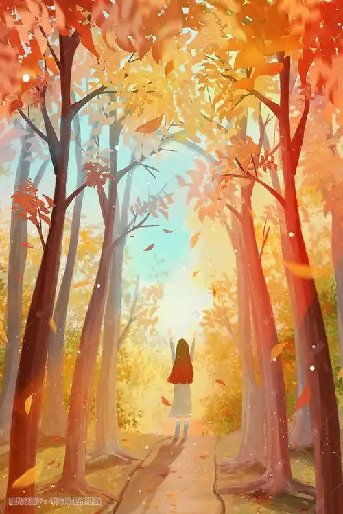 唯美秋天森林背景