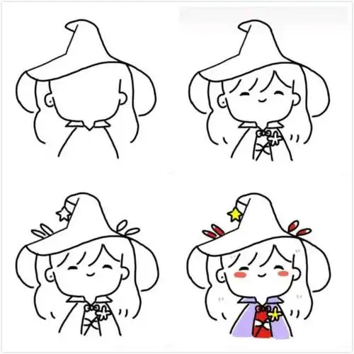 3分钟教你画出4个q版动漫小女孩的简笔画!