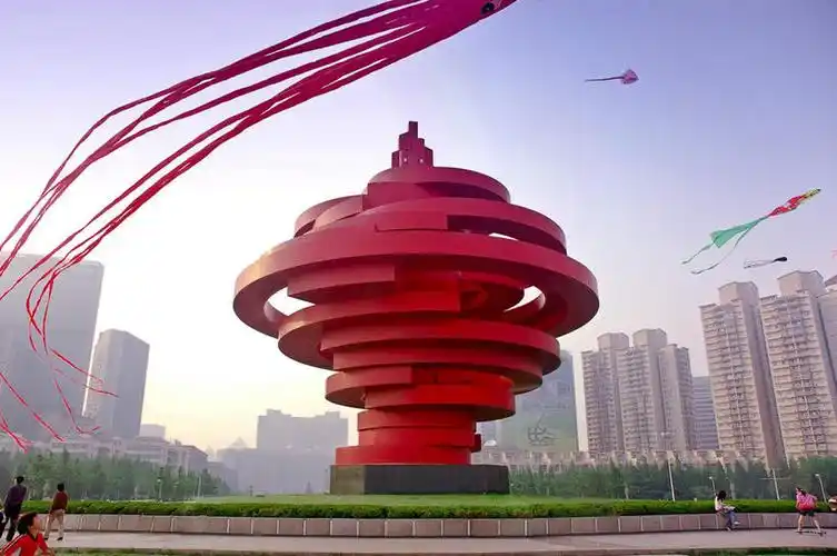 雕塑,中国,艺术,标志,符号,景观,娱乐,现代,飞,红色,风景,风筝,地标