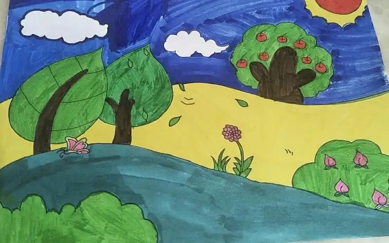 美术教学记录 写美篇       要求如下:上节课我们完成了风景画线稿的