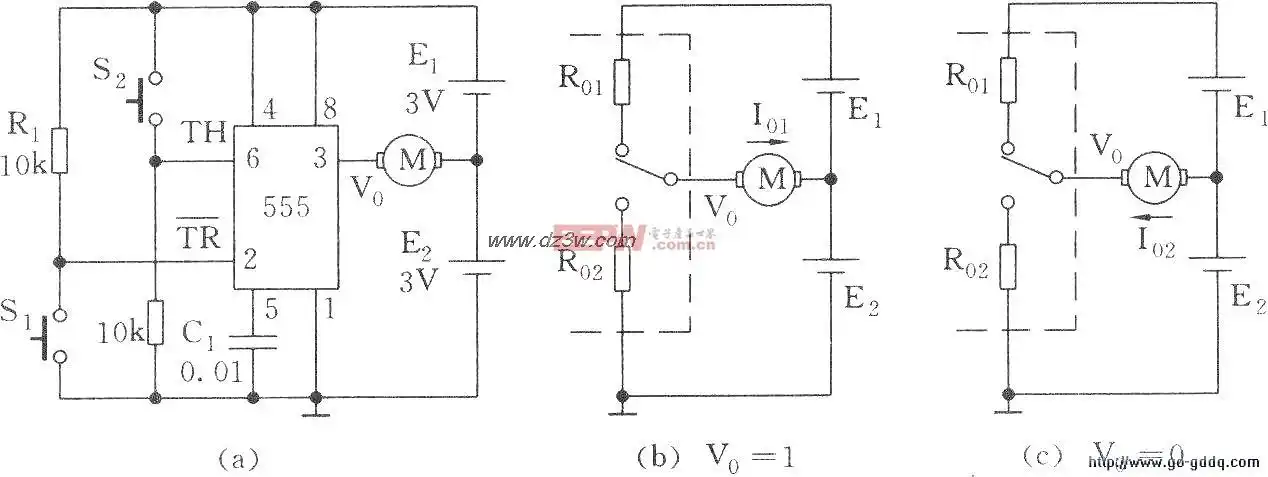 555组成的双稳模式的控制电路图