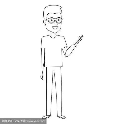 男人,电话机,消息,绘画插图,仅成年人