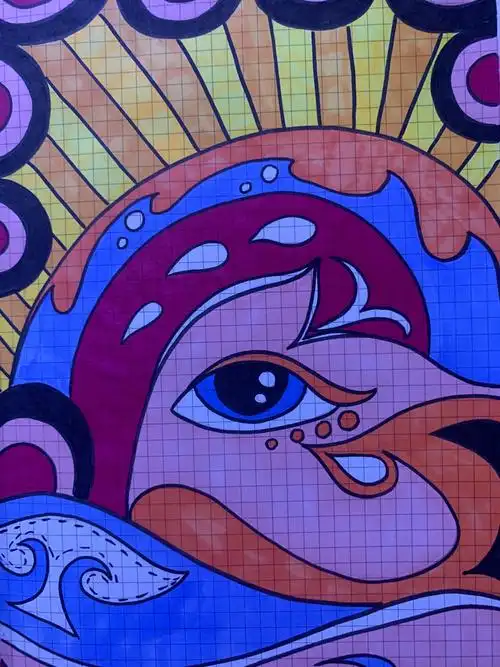 老师范画:抽象脸谱