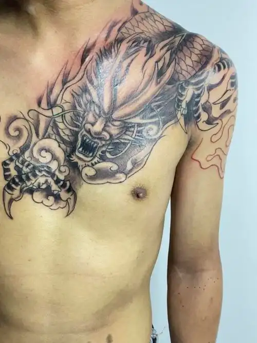 过肩麒麟_纹身图案手稿图片_林伟的纹身作品集