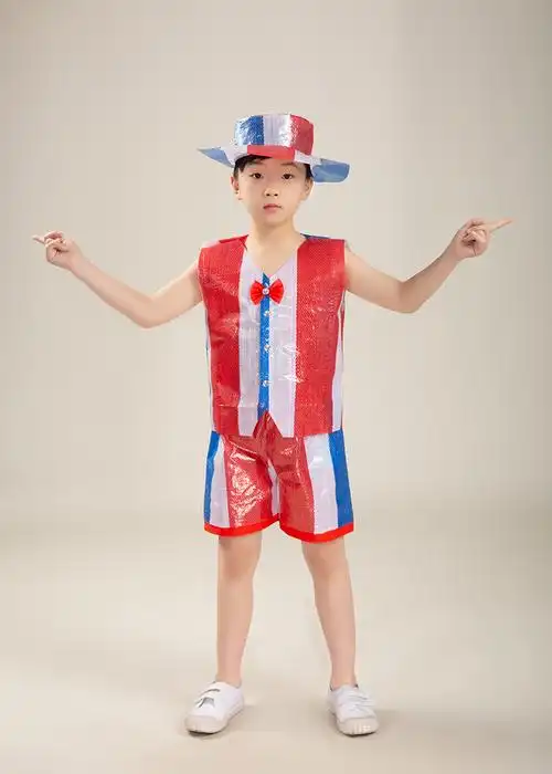 时装秀衣服幼儿园手工diy演出服男女孩走秀表演服亲子废物利用服装