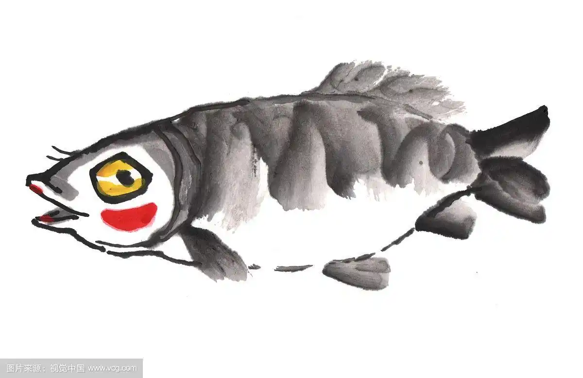 国画水墨插画-一条鱼