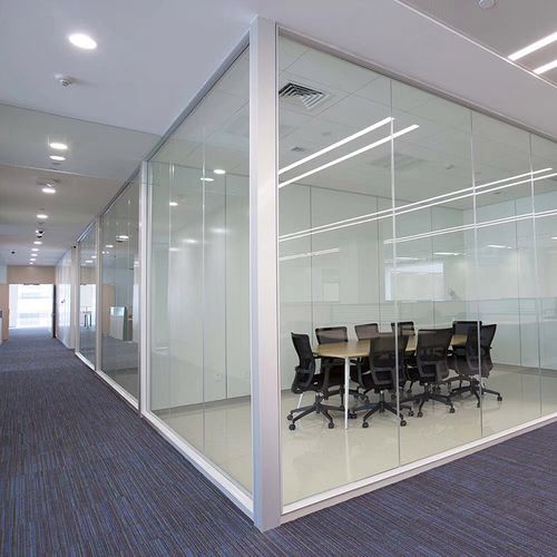 隔断东莞玻璃办公室高隔断金双百叶成品钢化玻璃高隔断