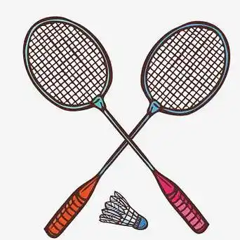 矢量羽毛球png交叉的羽毛球拍png羽毛球插画png手绘卡通打羽毛球人物
