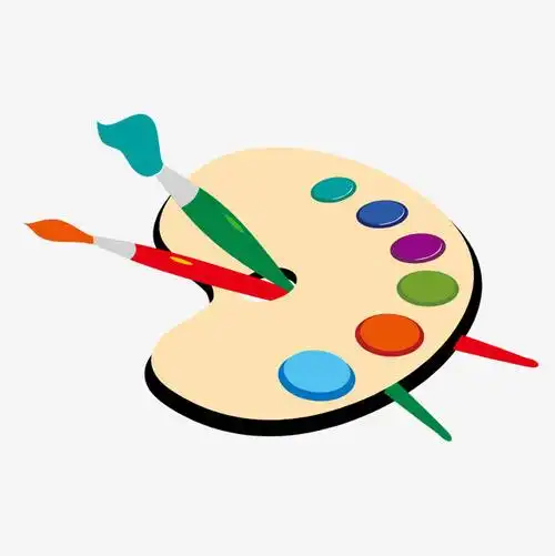 卡通调色盘画笔png