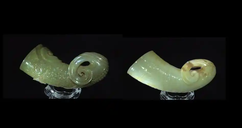 碧玉羊角杯和白玉羊角杯