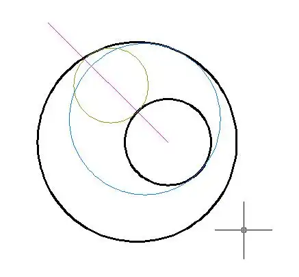 cad大圆内有小圆但不同心,怎么画圆弧相切两圆?