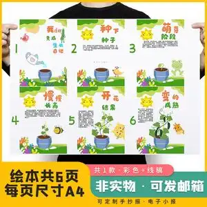 自然笔记绘本黄瓜植物成长记录绘本黑白线稿生长观察日记电子小报