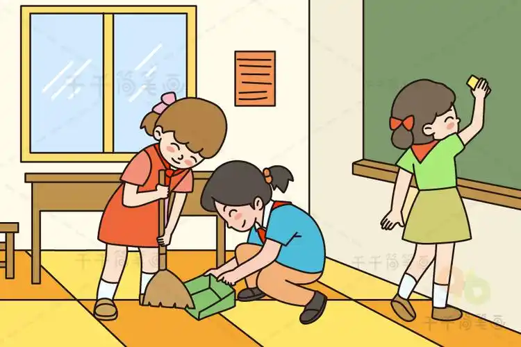 看图写话 同学们值日_单图专项训练简笔画