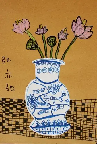 青花瓷/少儿绘画作品/儿童画/网络美术馆_中国少儿美术教育网
